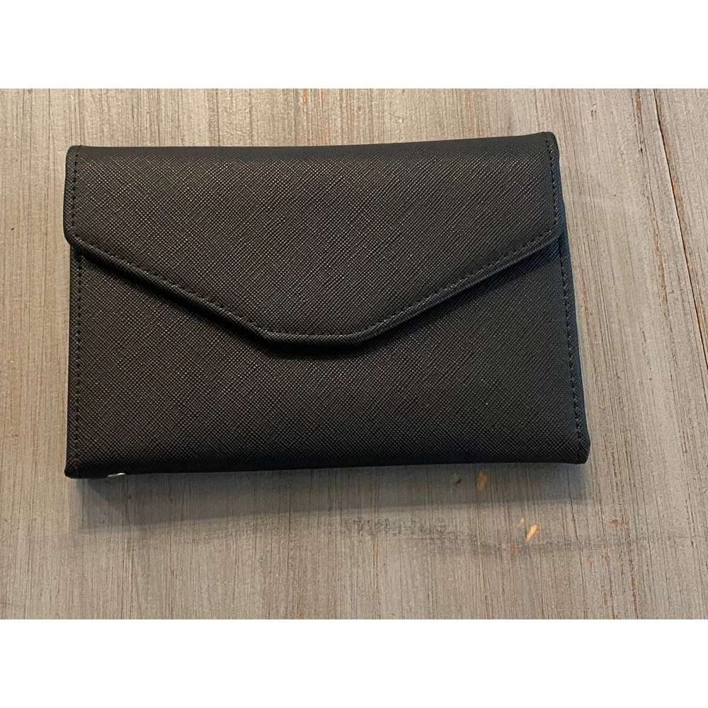 Zoppen Black Saffiano Faux Leather Travel Wallet Passport Holder Organizer